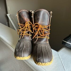 L.L. Bean Brown Ankle Boots with Orange Laces